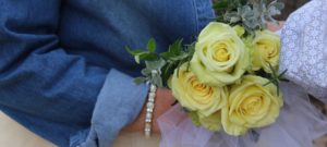 rose bouquet held by a bride on her elopement