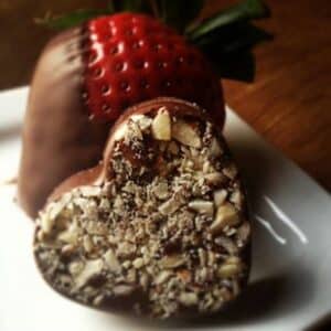 Chocolate heart and dipped strawberry